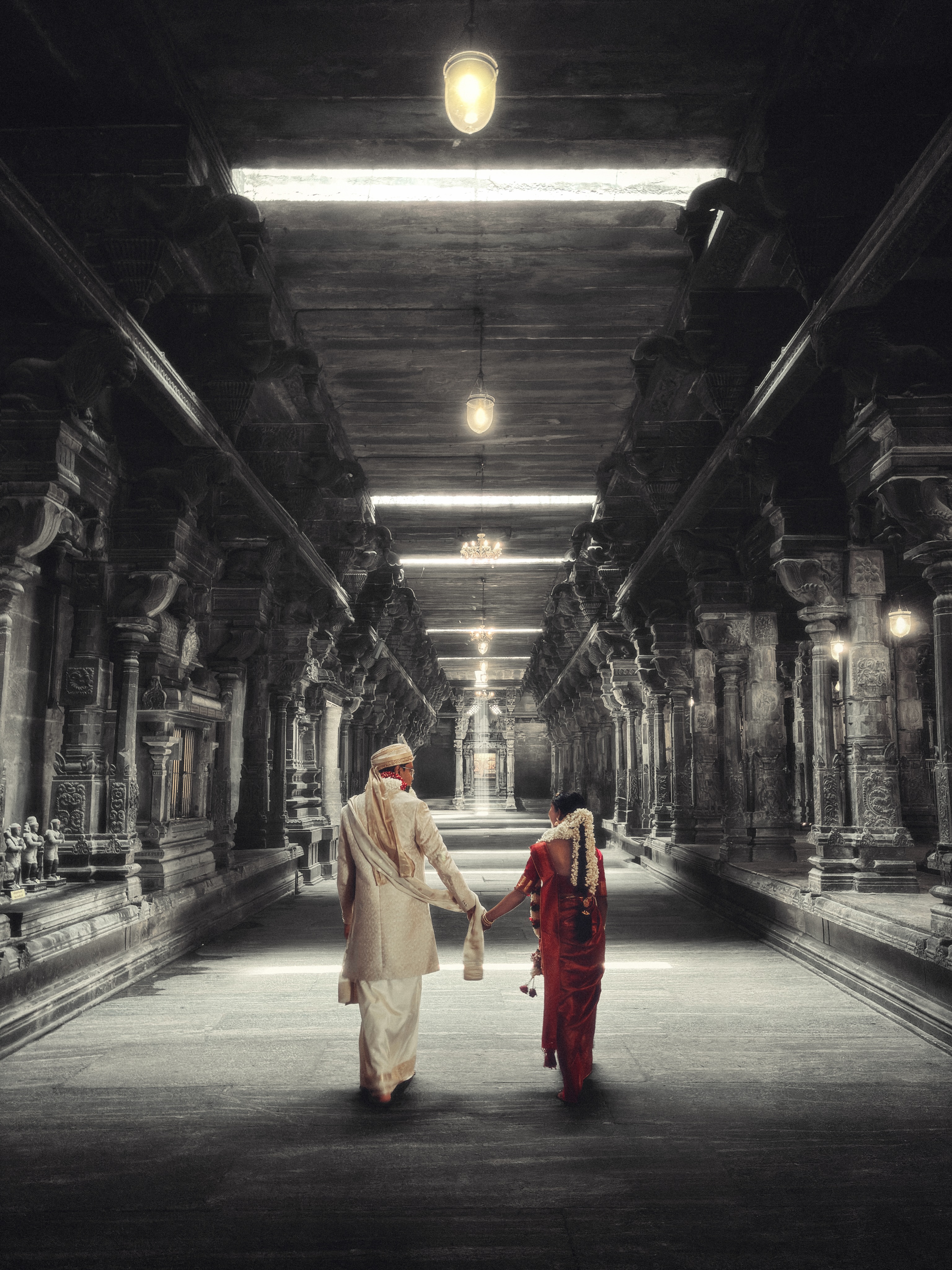 Seyon and Ashi Temple Portrait in Selective Monochrome
